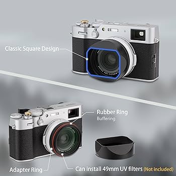 Amazon.com : X100VI Square Metal Lens Hood for Fujifilm Fuji